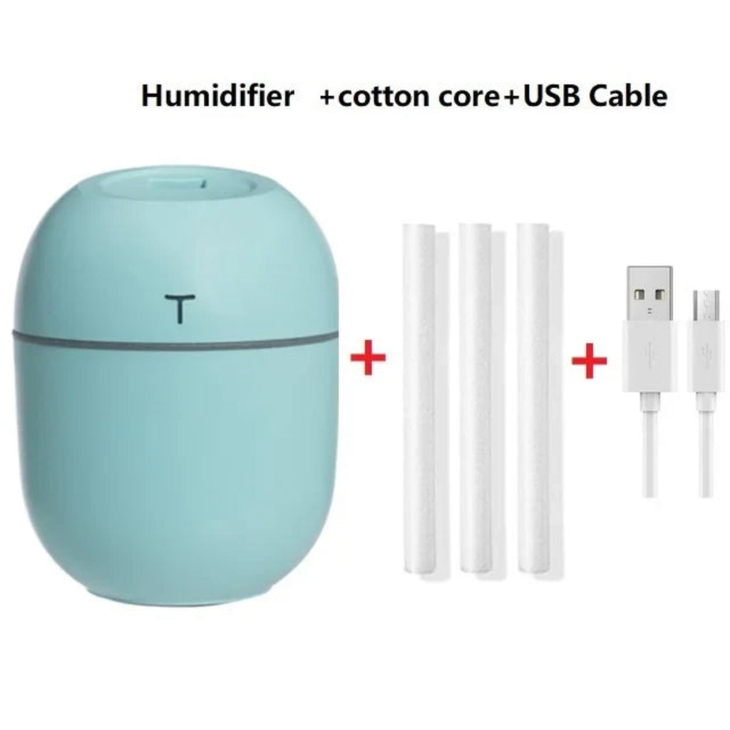 220ML Portable Mini Air Humidifier & Aroma Diffuser with Ultrasonic Mist and LED Night Light  مرطب هواء صغير محمول بسعة 220 مل مع ضباب فائق النعومة وإضاءة LED