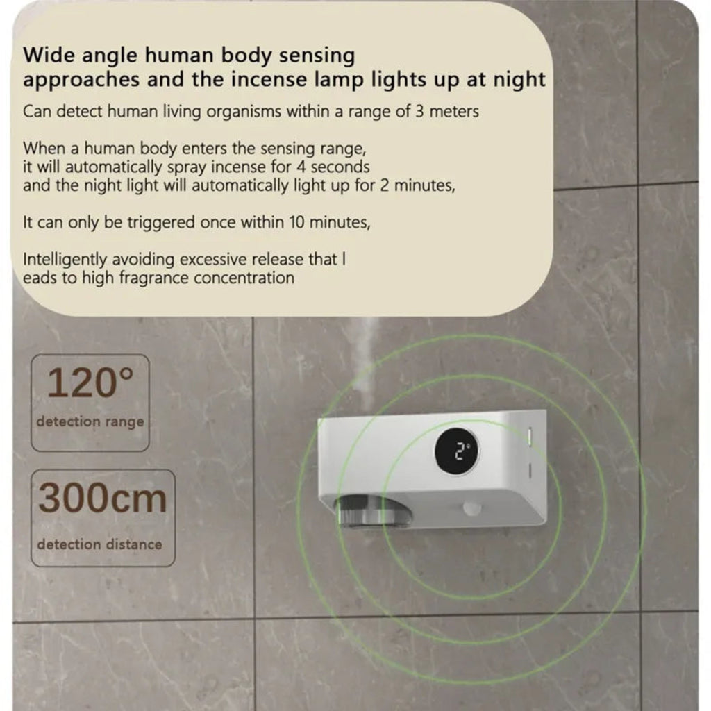 Smart Induction Aromatherapy Machine – Wall-Mounted Automatic Essential Oil Diffuser  جهاز ناشر العطور الذكي بالاستشعار، ناشر زيت عطري أوتوماتيكي معلق على الحائط
