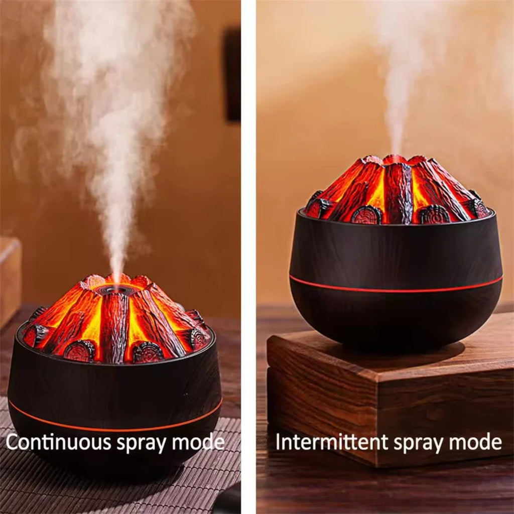 Charcoal Flame Ultrasonic Aroma Humidifier – 300ML Essential Oil Diffuser | مرطب هواء بتصميم لهب الفحم، 300 مل مع ناشر زيوت أساسية