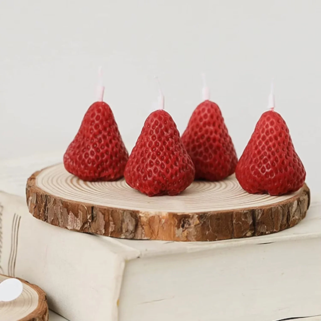 Strawberries-Shaped Aromatherapy Candles – Scented Event Candles | شموع عطرية بشكل فراولة، شموع معطرة للمناسبات