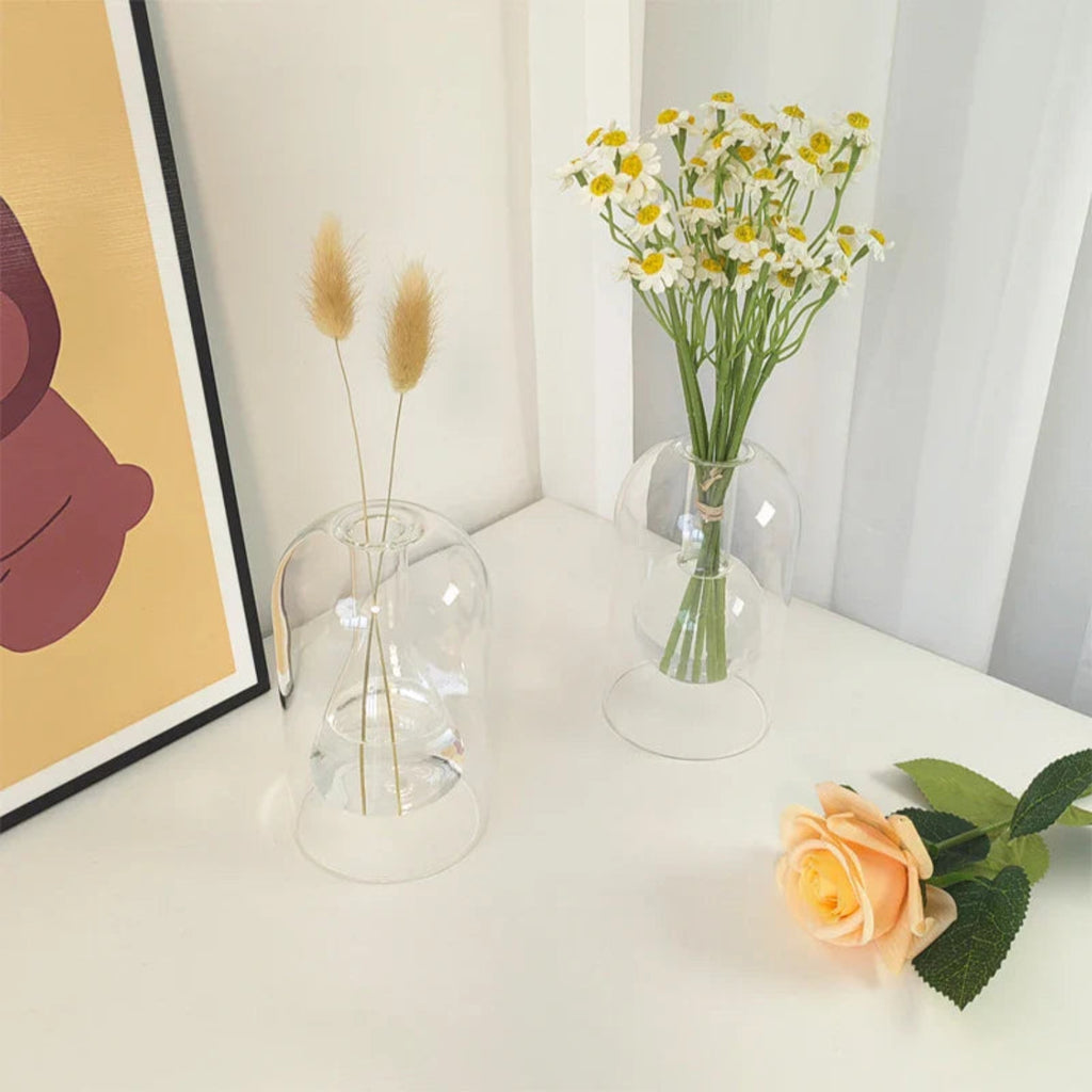 Double Layer Transparent Glass Fragrance Diffuser Bottle, Elegant Aromatherapy   زجاجة موزع عطر زجاجية مزدوجة الطبقات، أنيقة للاسترخاء والعلاج العطري